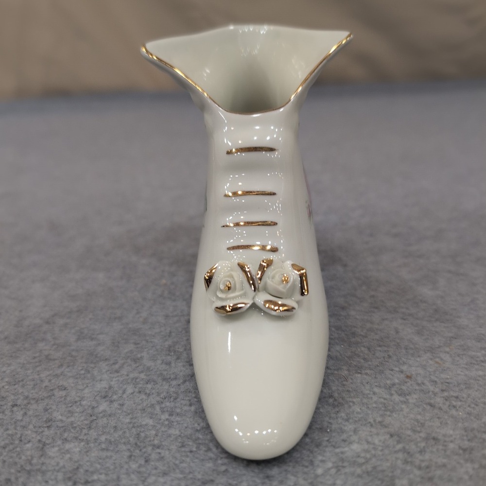 Formalities by Baum Bros White Ceramic Victorian Style Shoe Figurine Floral Rose - Picture 2 of 8